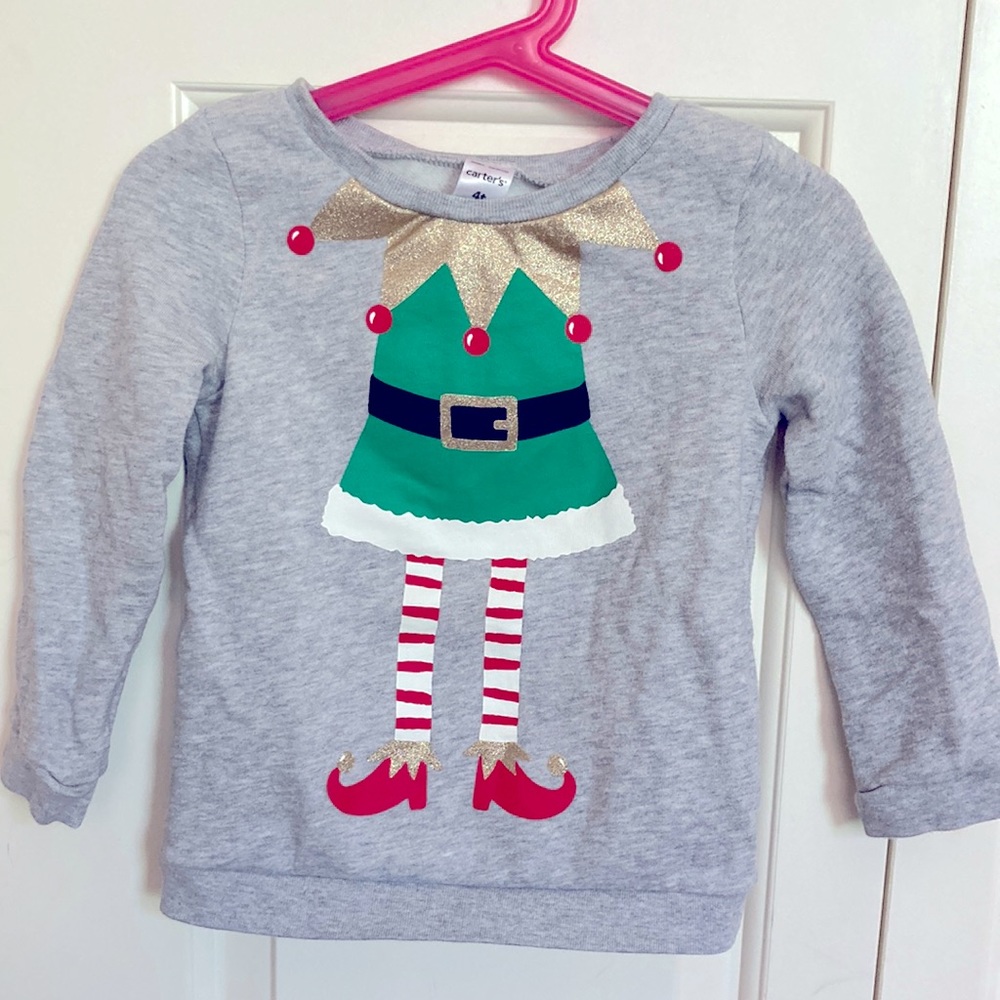 Carter’s Holiday elf sweatshirt. 4T